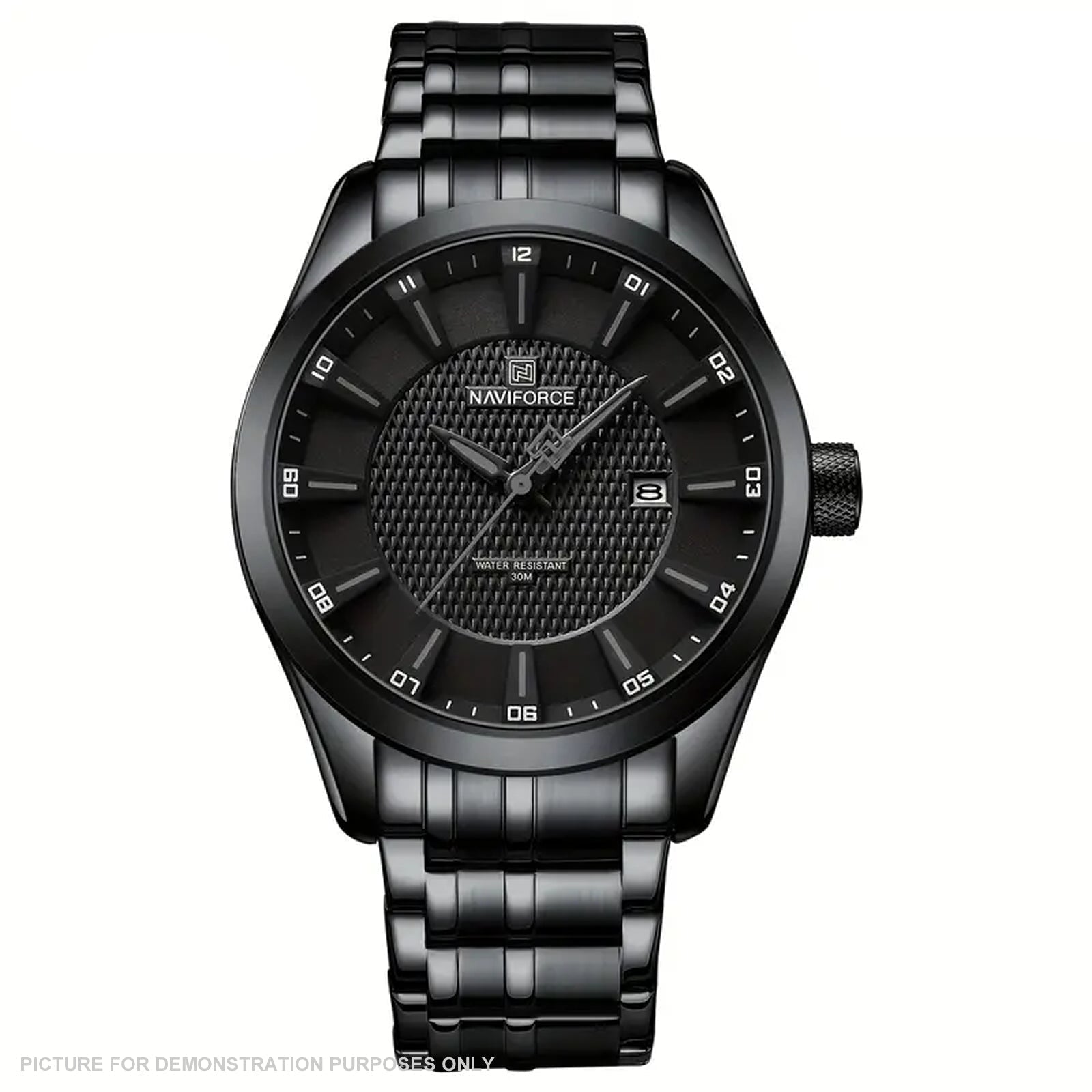 NAVIFORCE NF8032 Sports Watch - Black Stainless Steel with Black Dial